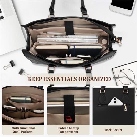 Laptop Bag for Women 15.6 inch Work Tote Bags for Women Large - Picture 3 of 8